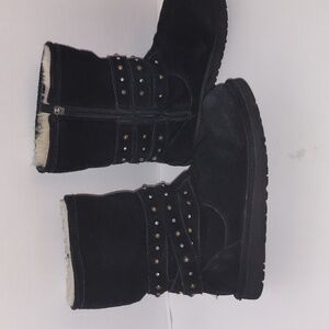 UGG Black Ankle Boots with Slouchy Cuff and Studded Details